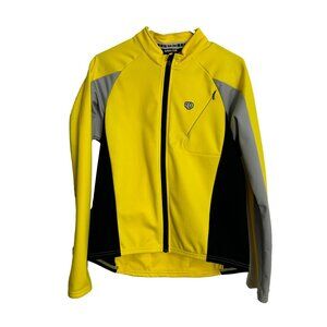 IQ Pearl Izumi Mens Size Medium Cycling Jacket Neon Yellow Pockets Fleece Lined